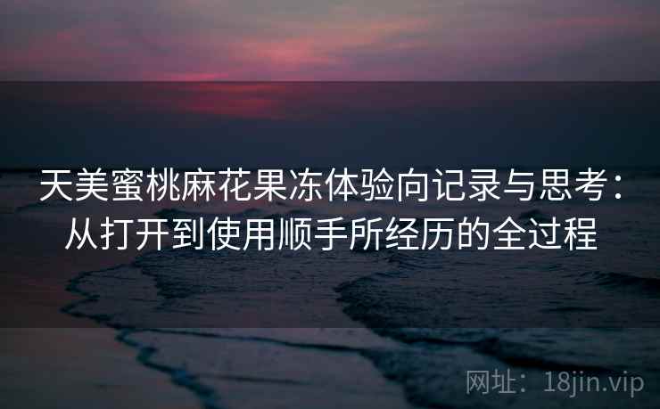 天美蜜桃麻花果冻体验向记录与思考：从打开到使用顺手所经历的全过程