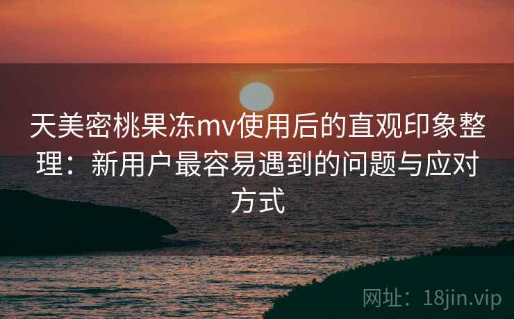 天美密桃果冻mv使用后的直观印象整理：新用户最容易遇到的问题与应对方式